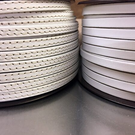 6x2 mm leather strip. White color with Silver edges and two sewn