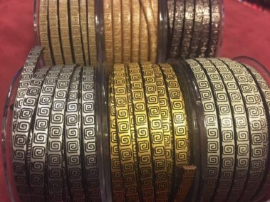 Engraved Leather Lace 6x2 mm. with a Roman Border.