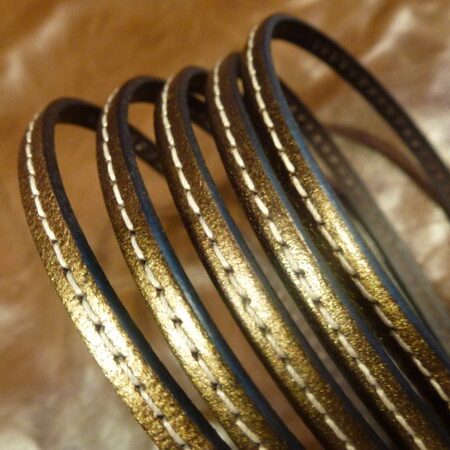 Leather Strap Stitched Ref. TCP 5x2 Stitched Old Gold