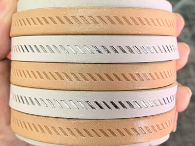 Flat leather lace with patten diagonals