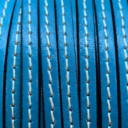 Blue leather lace with stitching