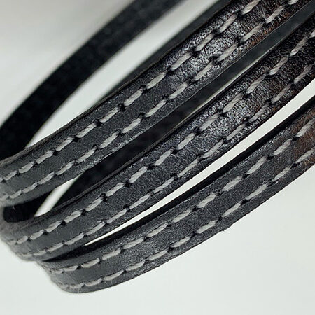 Black leather lace with stitching