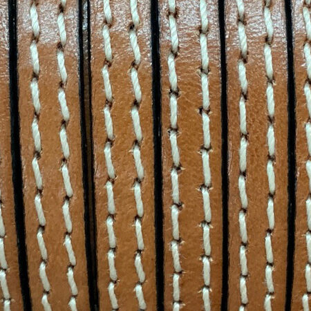 Light Brown leather lace 6 mm. with stitching