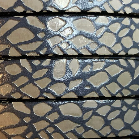 Engraved leather lace Gray and Raw