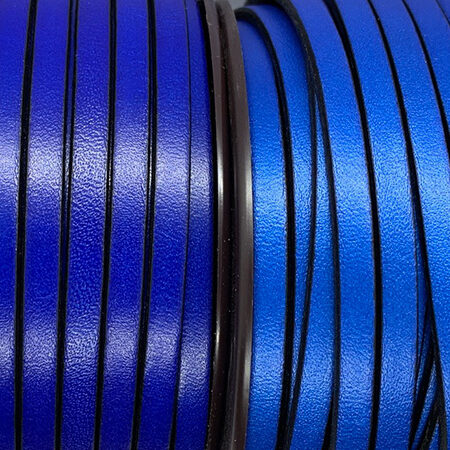 Flat leather lace Azul Electrico y Azul Metal