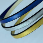 Flat leather lace Azul Metal, Plata Brillo and Oro Brillo