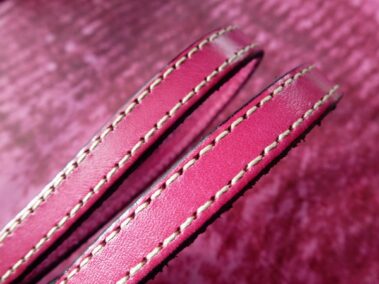 Leather strip with two stitches Ref. TCP 10x2 mm. with two sewn Fucsia color