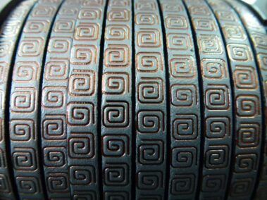 Engraved Leather Lace 6x2 mm. with a Roman Border.