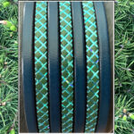 Stamped Flat leather lace with transfer Squares