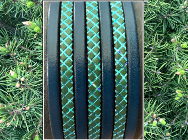 Stamped Flat leather lace with transfer Squares