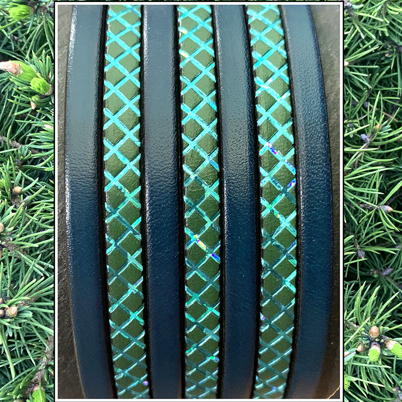 Stamped Flat leather lace with transfer Squares