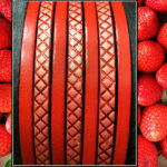 Stamped Flat leather lace with transfer Squares