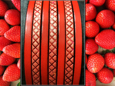 Stamped Flat leather lace with transfer Squares