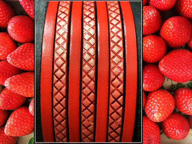 Stamped Flat leather lace with transfer Squares