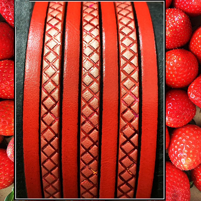 Stamped Flat leather lace with transfer Squares