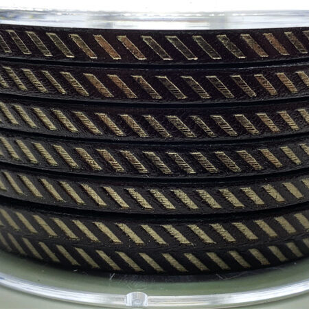 Tira de cuero negro con grabado Ref.Diagonales en Bronce
