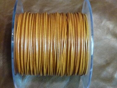 Round Leather Kangaroo 1 mm. diameter , Yellow color.