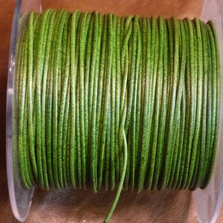 Round Leather Kangaroo, 1 mm. diameter,Green color.