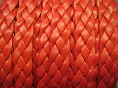 4-strand braid with 3 mm folded leather. Ref. TRP 4x3 Premier Pomodoro