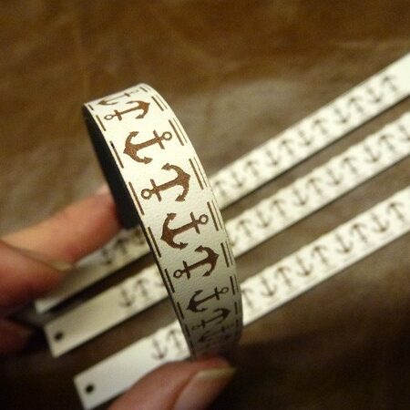 White Leather Bracelet with Laser Cut.