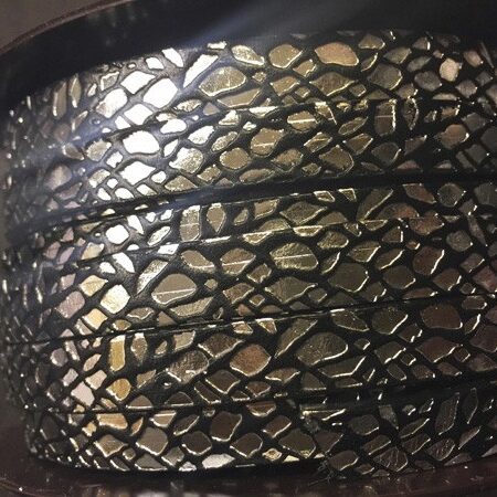 Engraved Leather Strip Ref.TCG 10 Black Giraffe with Silver Glitter