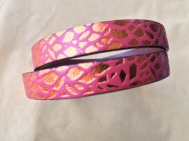 Engraved Leather Strip Ref. TCG 10 Engraved Giraffe Pink and Copper