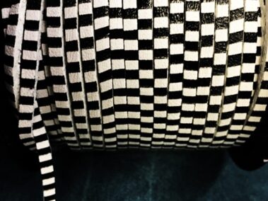 Engraved Leather Strip Ref. TCG 3 Stripes White with Black