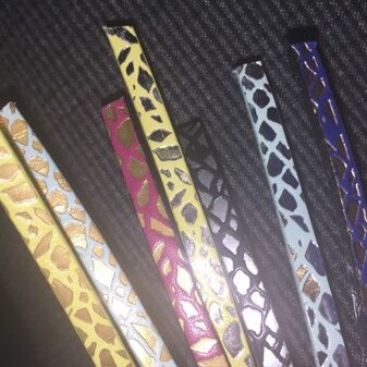 Different combinations of leather Engraved 5x2 Giraffe,
