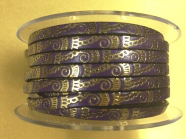 5x2 mm leather strap. purple with engraved waves with old gold transfer.