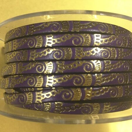 5x2 mm leather strap. purple with engraved waves with old gold transfer.
