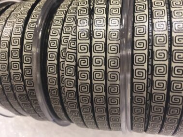 Engraved Leather Lace 6x2 mm. with a Roman Border.