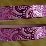 Engraved Leather Strip Ref. TCG Engraved Lilac Waves with magenta metal