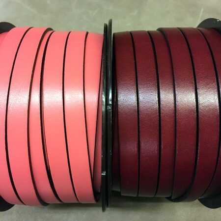 Flat Leather Strap 10x2 mm. Ref.TCP 10 color Rosa y Burdeos