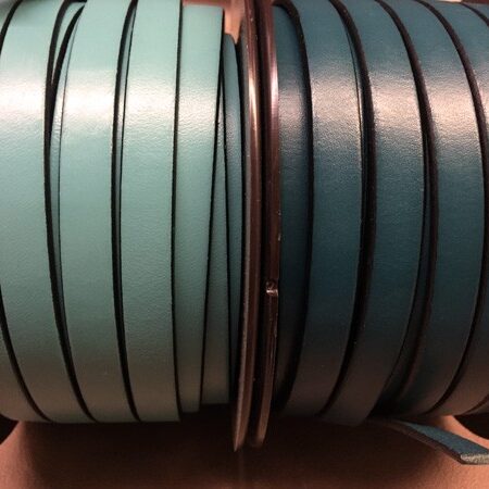 Flat Leather Strap 10x2 mm. Ref.TCP 10 color Verde Esmeralda y Turquesa Mar