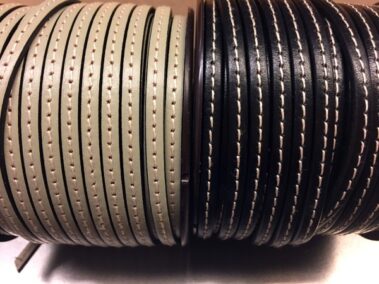 Leather Strap Stitched Ref. TCP 5x2 Stitched mink and Black