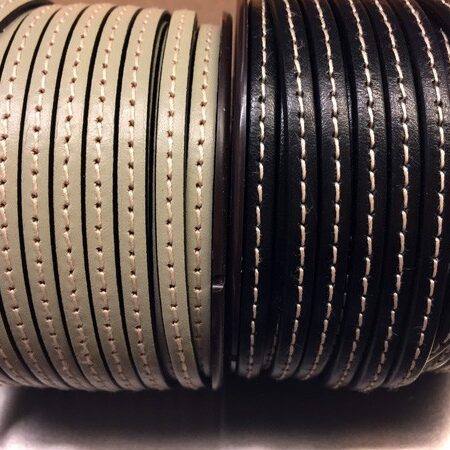Leather Strap Stitched Ref. TCP 5x2 Stitched mink and Black