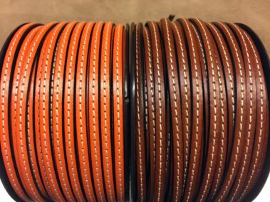 Leather Strap Stitched Ref. TCP 5x2 Stitched orange and medium brown.