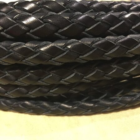 Hand braided leather 10x6 mm Ref. TRO 10x6 Black color