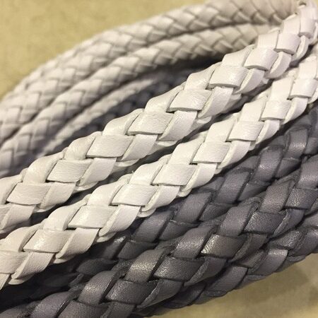 Hand braided leather 10x6 mm Ref. TRO 10x6 Gray and White color