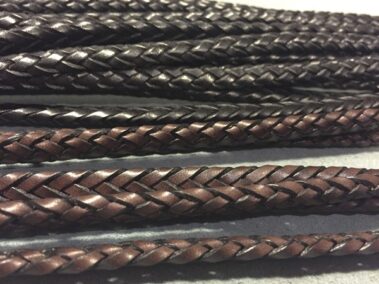 Oval braided leather strap Handmade with the TCP 3 r Ref.TRO 6x7 mm. Color Black and Brown