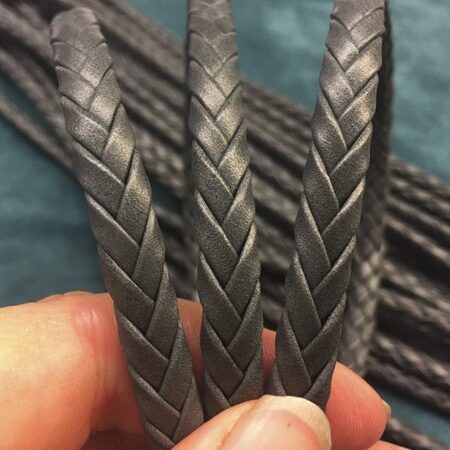 Oval braided leather strap Handmade with the TCD 3 Denver Ref.TRO 6x7 mm. Color Gray