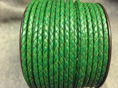 Round Braided Lace 4 mm. Color Green