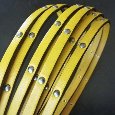 Flat Leather Lace 5 mm with Rivets Ref. TCP 5 con tachuelas