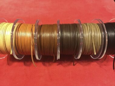 Coils of 25 mt. of 2x1 mm Stripe of Kangaroo Leather Very Resistant.