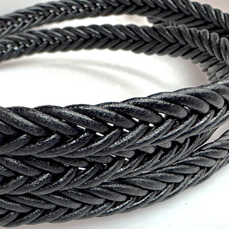 Spike braided leather cord.