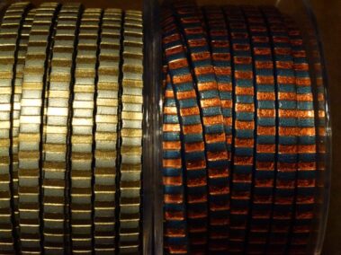 10 mt. spools Flat Leather engraved with Stipes.