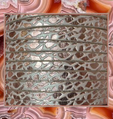 Champagne flat Leather Laces Coil Stamped