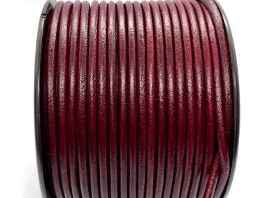 Rundes Lederband, Burgunderrot, 3 mm Durchmesser, hergestellt in Spanien für Schmuck und Accessoires - Curtidos Pinós.