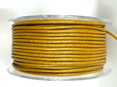 Round leather cord, Mustard, 2mm in diameter, made in Spain for jewelry and accessories - Curtidos Pinós.