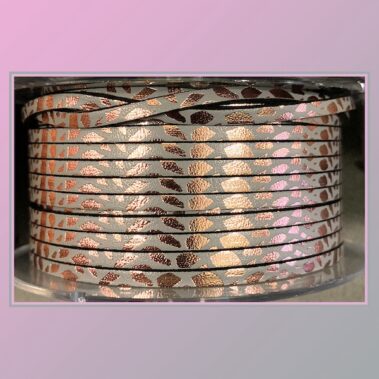 Pink and Gray Stamped Flat Leather Lace.